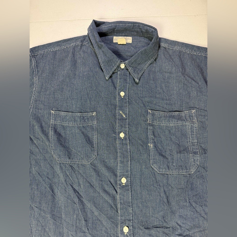 New Double rl RRL Ralph Lauren RRL vintage chambray shirt men’s Sz XXL - Picture 4 of 9
